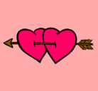 Dibujo Dos corazones con una flecha pintado por paola