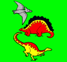 Dibujo Tres clases de dinosaurios pintado por marco