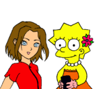Dibujo Sakura y Lisa pintado por JuDiitH