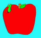 Dibujo Gusano en la fruta pintado por fruta