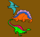 Dibujo Tres clases de dinosaurios pintado por Rodrigo
