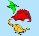 Dibujo Tres clases de dinosaurios pintado por HECTORM
