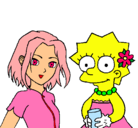 Dibujo Sakura y Lisa pintado por tipoli