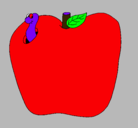 Dibujo Gusano en la fruta pintado por f