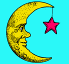 Dibujo Luna y estrella pintado por 12345