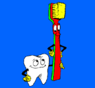 Dibujo Muela y cepillo de dientes pintado por verduzco