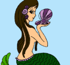 Dibujo Sirena y perla pintado por Nahomy