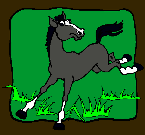 Dibujo Caballo dando una coz pintado por merion