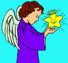 Dibujo Ángel y estrella pintado por mariajosevera