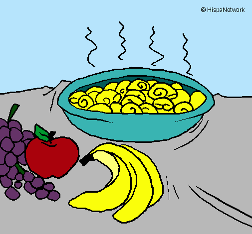 Dibujo Fruta y caracoles a la cazuela pintado por Kari-Jonas