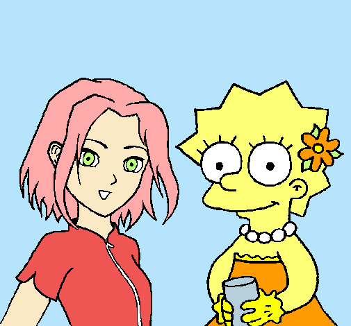 Dibujo Sakura y Lisa pintado por Nadja