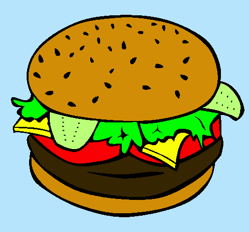 Dibujo Hamburguesa completa pintado por macqui