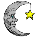 Dibujo Luna y estrella pintado por prado