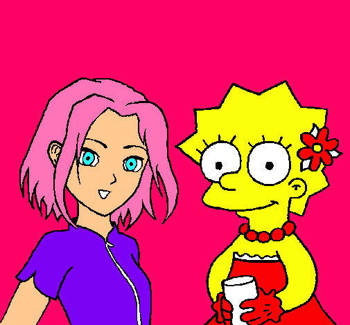 Dibujo Sakura y Lisa pintado por fernanda