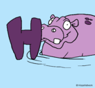 Dibujo Hipopótamo pintado por paola