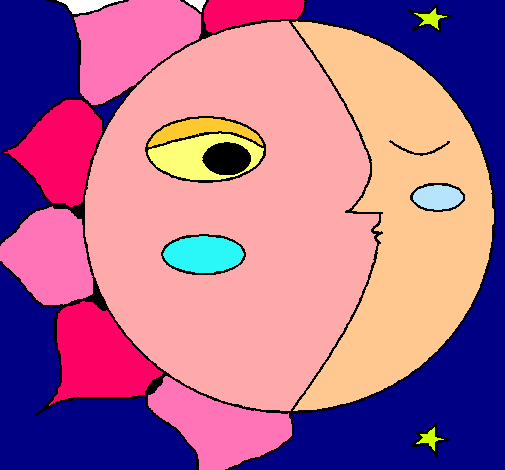 Dibujo Sol y luna 3 pintado por kukumaika