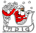 Dibujo Papa Noel en su trineo pintado por celeste