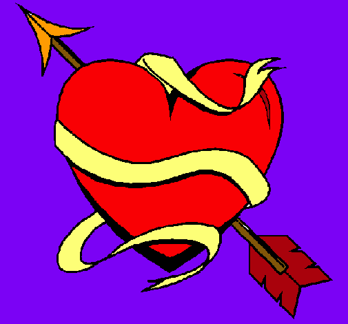 Dibujo Corazón con flecha pintado por checcid