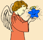 Dibujo Ángel y estrella pintado por faty