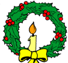 Dibujo Corona de navidad y una vela pintado por topete
