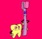 Dibujo Muela y cepillo de dientes pintado por alessandra