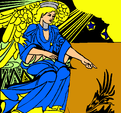 Dibujo Ángel del pesebre pintado por cecilita