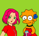 Dibujo Sakura y Lisa pintado por galia