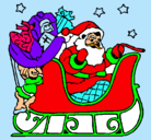 Dibujo Papa Noel en su trineo pintado por kiki
