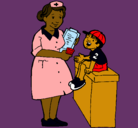 Dibujo Enfermera y niño pintado por wendy