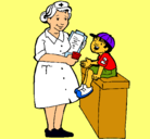 Dibujo Enfermera y niño pintado por fddf