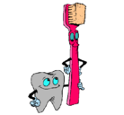 Dibujo Muela y cepillo de dientes pintado por albitta