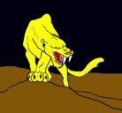 Dibujo Tigre con afilados colmillos pintado por leon 