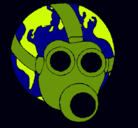 Dibujo Tierra con máscara de gas pintado por jonn