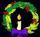 Dibujo Corona de navidad y una vela pintado por chadelys