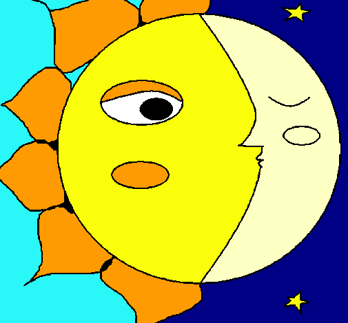 Dibujo Sol y luna 3 pintado por claudi