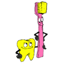 Dibujo Muela y cepillo de dientes pintado por lauacamilaperez