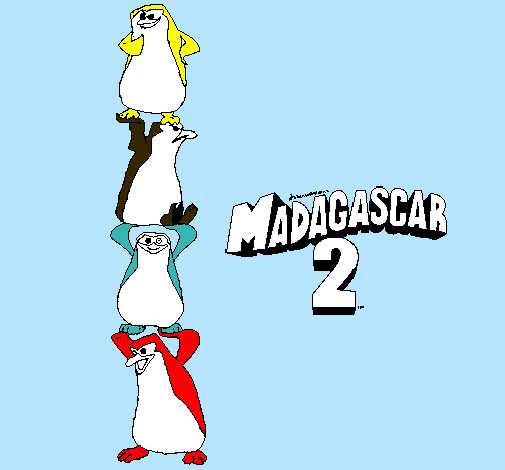 Dibujo Madagascar 2 Pingüinos pintado por gordito53