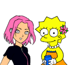 Dibujo Sakura y Lisa pintado por fresita