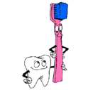 Dibujo Muela y cepillo de dientes pintado por naihara