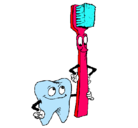 Dibujo Muela y cepillo de dientes pintado por valentinita