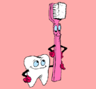 Dibujo Muela y cepillo de dientes pintado por carlos