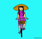 Dibujo China en bicicleta pintado por PAMELA