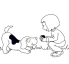 Dibujo Niña y perro jugando pintado por janis
