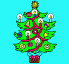 Dibujo Árbol de navidad con velas pintado por tiffany
