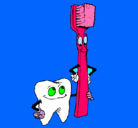 Dibujo Muela y cepillo de dientes pintado por xamakiithax