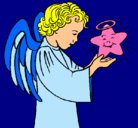 Dibujo Ángel y estrella pintado por pepa
