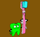 Dibujo Muela y cepillo de dientes pintado por elias