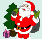 Dibujo Santa Claus y un árbol de navidad pintado por jonn