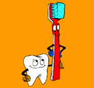 Dibujo Muela y cepillo de dientes pintado por maye