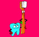 Dibujo Muela y cepillo de dientes pintado por albert